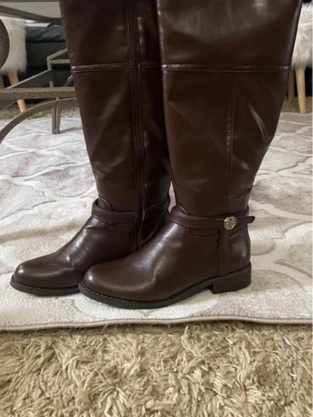 Women's Brown Tall Riding Boots - Classic Leather Look
